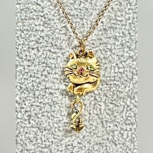 Anne Koplik Women's Cat and Mouse Charm Pendant Necklace with Swarovski Crystals